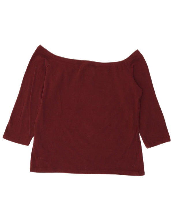 Superdry Γυναικείο Crop Off Shoulder μανίκι 3/4 UK 18 XL βαμβακερό μπορντό