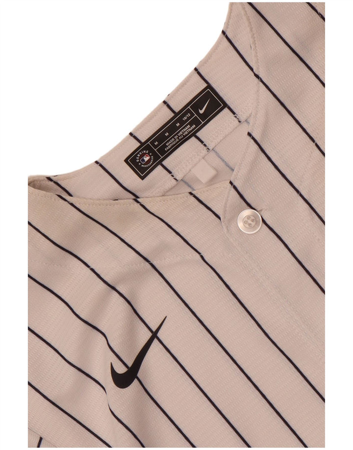 Nike Boys NBA Graphic Jersey Top 10-11 ετών Μεσαίο λευκό ριγέ πολυεστέρα