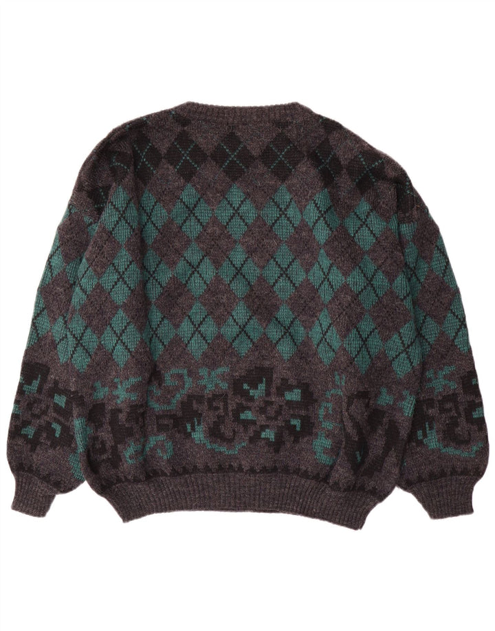 Gala Ανδρικό πουλόβερ με λαιμόκαυστο XL Γκρι Argyle/Diamond Wool