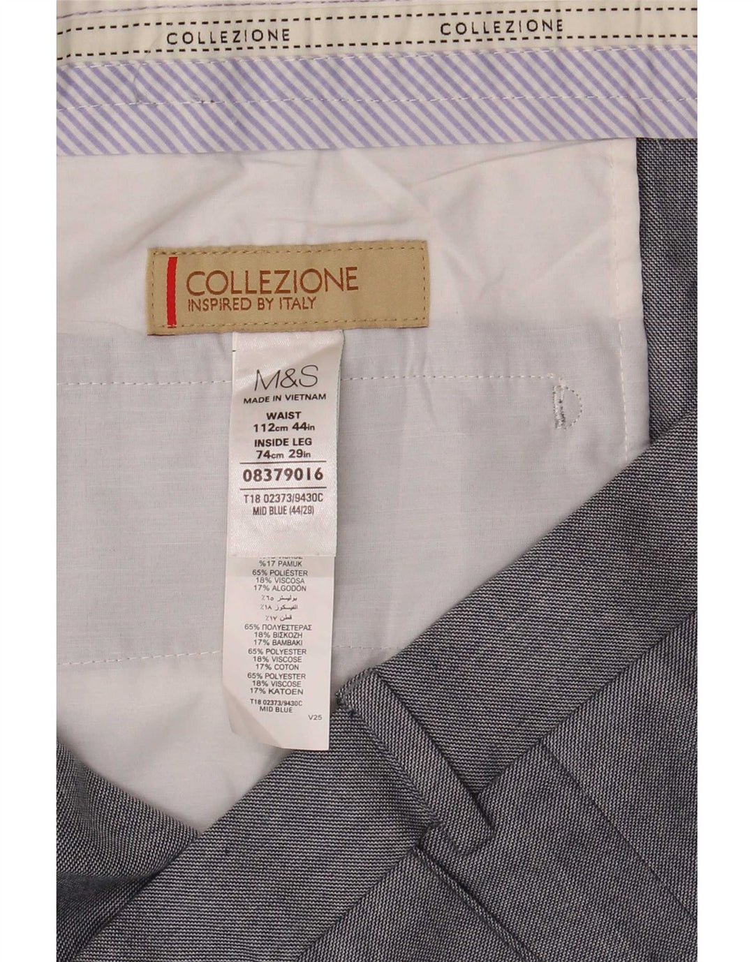 Marks & Spencer Ανδρικό ίσιο παντελόνι Chino W44 L29 Γκρι Πολυεστέρας
