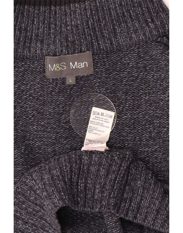 Marks & Spencer Ανδρικό πουλόβερ με κουμπιά πουλόβερ με λαιμόκοψη μεγάλο μπλε ναυτικό
