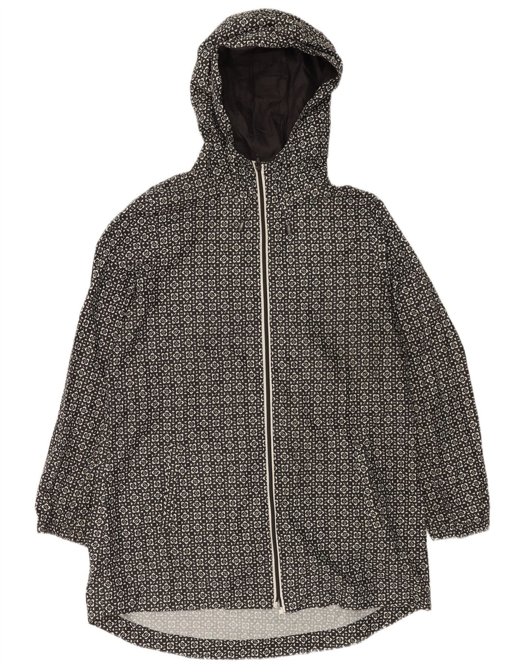 Marks & Spencer Γυναικείο Αδιάβροχο με κουκούλα UK 14 Medium Black Geometric