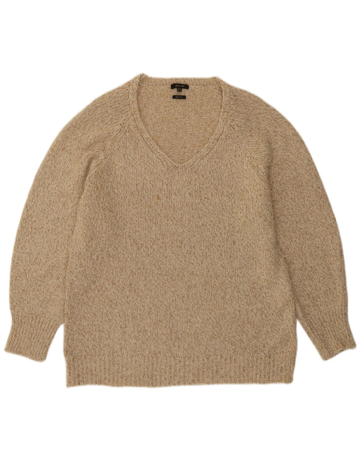 Massimo Dutti Γυναικείο πουλόβερ με λαιμόκοψη με V λαιμόκοψη UK 14 μεσαίο μπεζ μαλλί