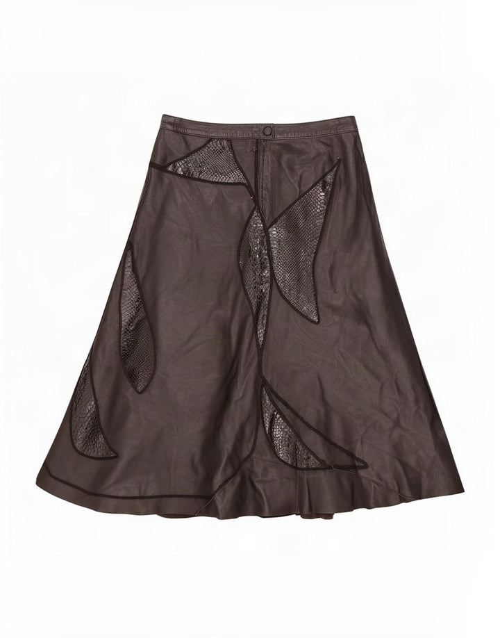 Vintage Γυναικεία Δερμάτινη Φούστα IT 44 Medium W28 Black Patchwork