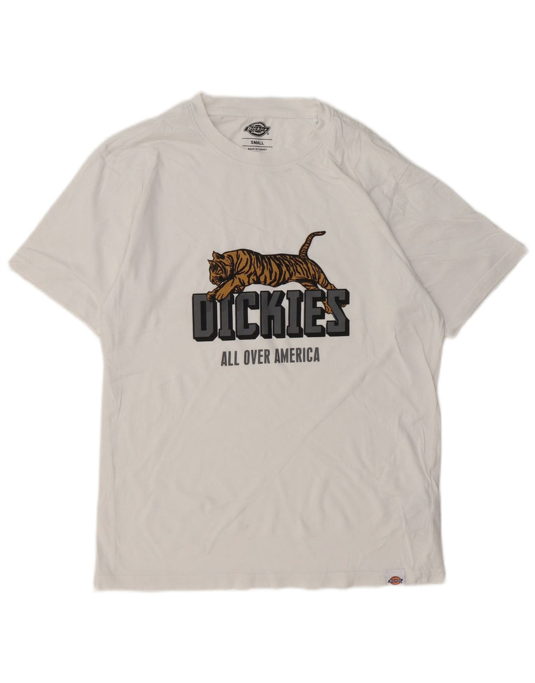 DICKIES Ανδρικό γραφικό T-Shirt Top Μικρό λευκό βαμβακερό