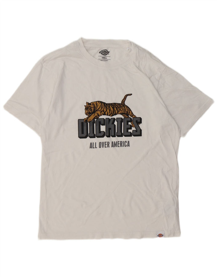 DICKIES Ανδρικό γραφικό T-Shirt Top Μικρό λευκό βαμβακερό