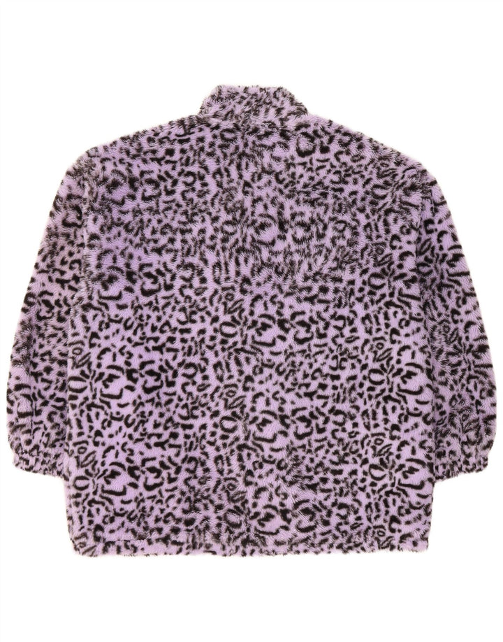 VINTAGE Γυναικείο μπουφάν με ψεύτικη γούνα UK 18 XL Purple Animal Print