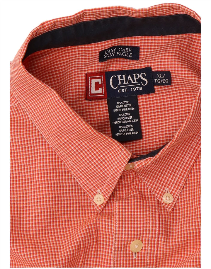 Chaps Ανδρικό πουκάμισο XL Πορτοκαλί Gingham Cotton