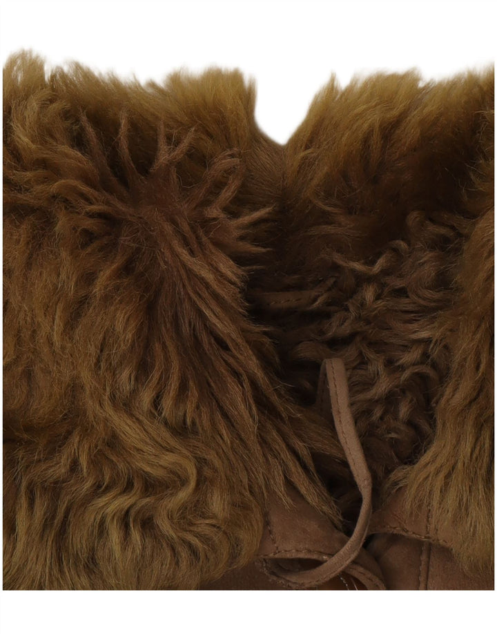 Vintage Γυναικείο Oversized Παλτό Shearling UK 10 Small Brown