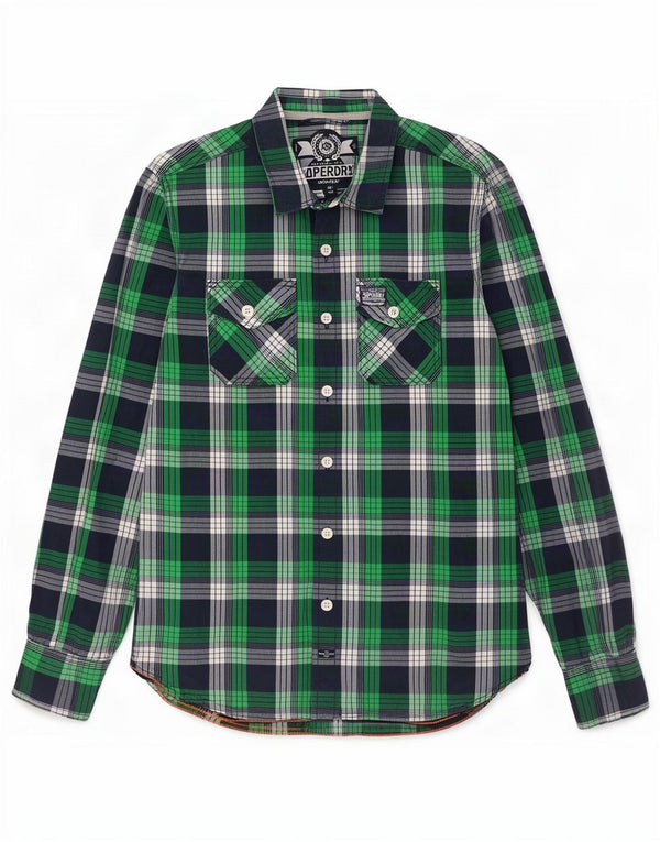 Ανδρικό πουκάμισο Superdry Slim Fit XL Πράσινο καρό βαμβακερό