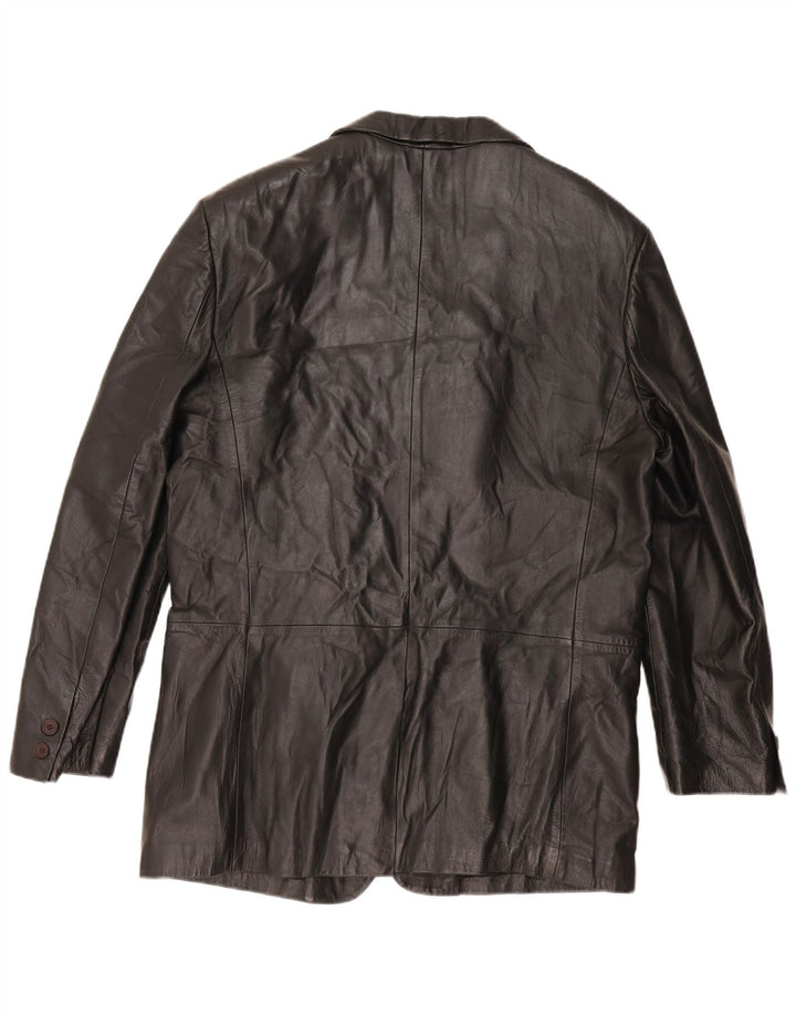 CONBIPEL Mens Leather Coat UK 40 Large Black Leather