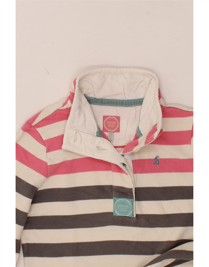 JOULES Womens Button Neck Sweatshirt Jumper UK 8 Small  Grey Striped Vintage Joules and Second-Hand Joules from Messina Hembry 