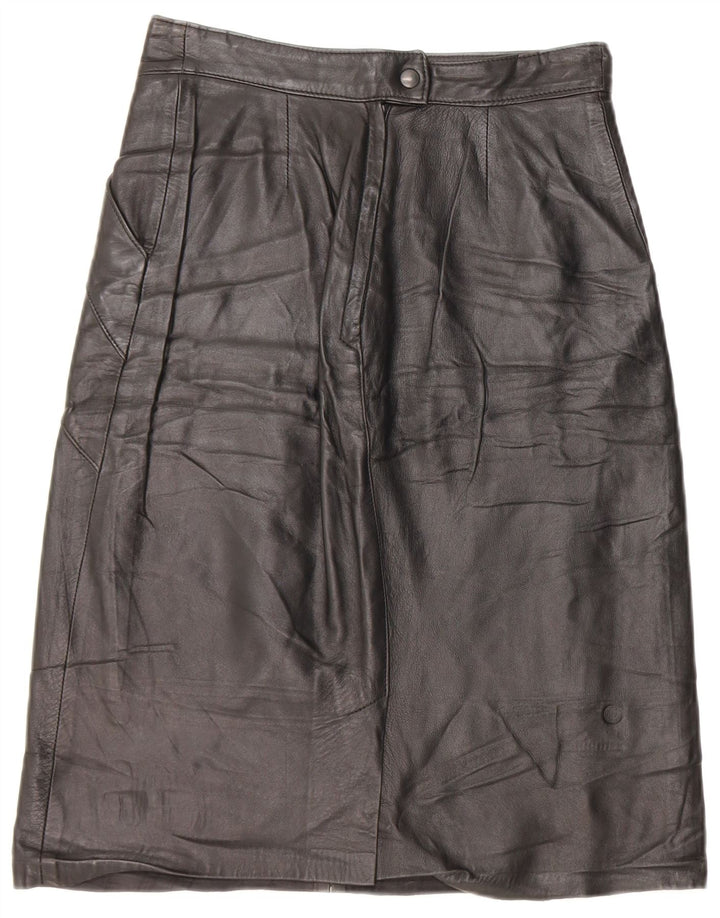 Vintage Γυναικεία Δερμάτινη Φούστα IT 42 Medium W26 Μαύρη Δερμάτινη