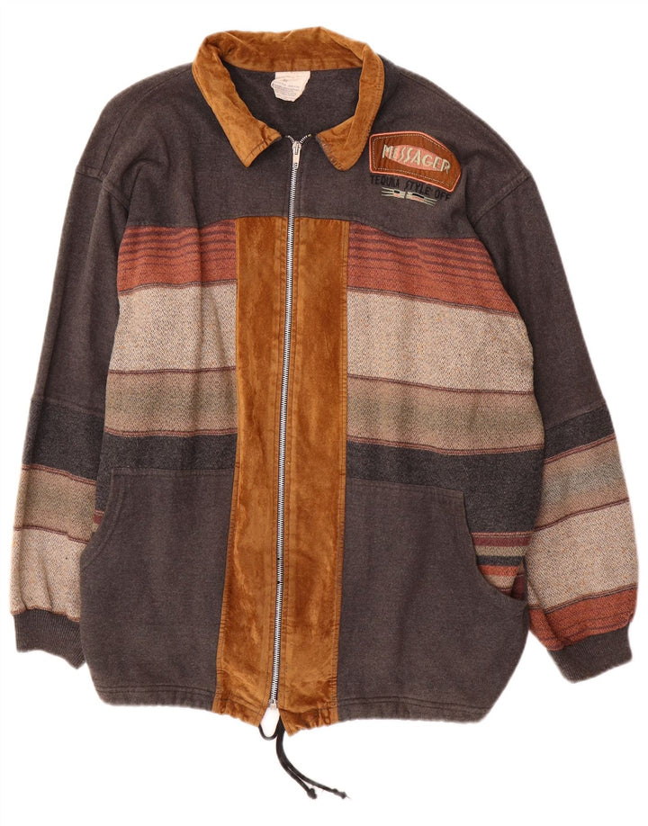 Ανδρικό Vintage Graphic Bomber Jacket UK 42 XL Grey Colourblock Ακρυλικό