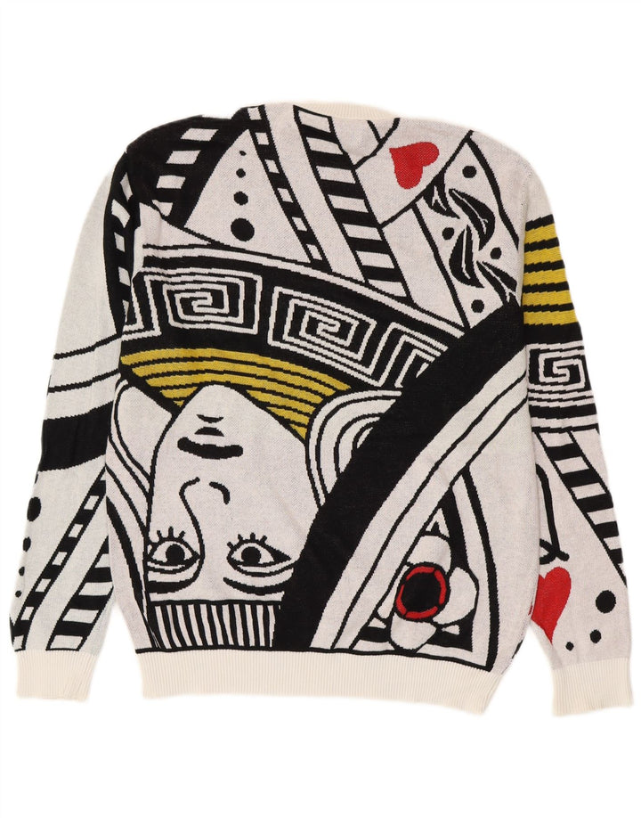 BENETTON Ανδρικά τραπουλόχαρτα Graphic Crew Neck Jumper Medium White