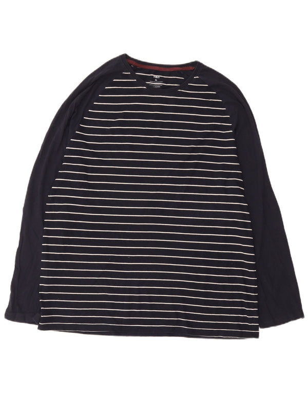 Marks & Spencer Ανδρικό τοπ μακρυμάνικο XL Navy Blue ριγέ βαμβακερό