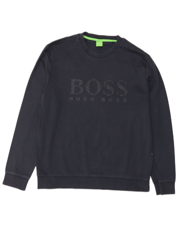Ανδρικό γραφικό φούτερ Hugo Boss Jumper Large Navy Blue από βαμβάκι