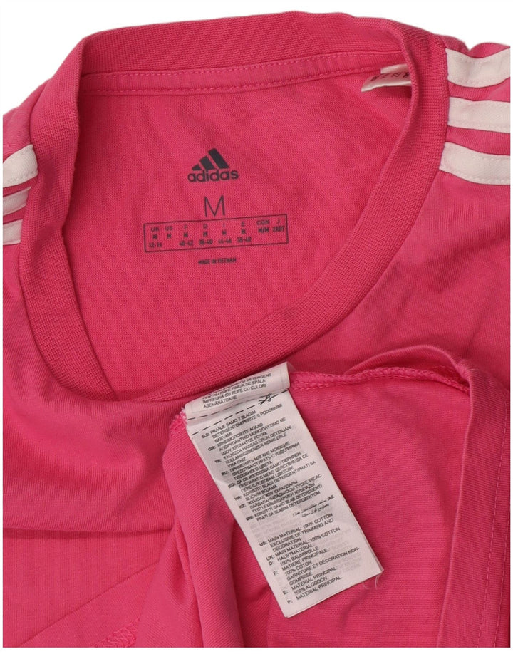 Adidas Γυναικείο T-Shirt Top UK 12/14 Μεσαίο ροζ βαμβακερό