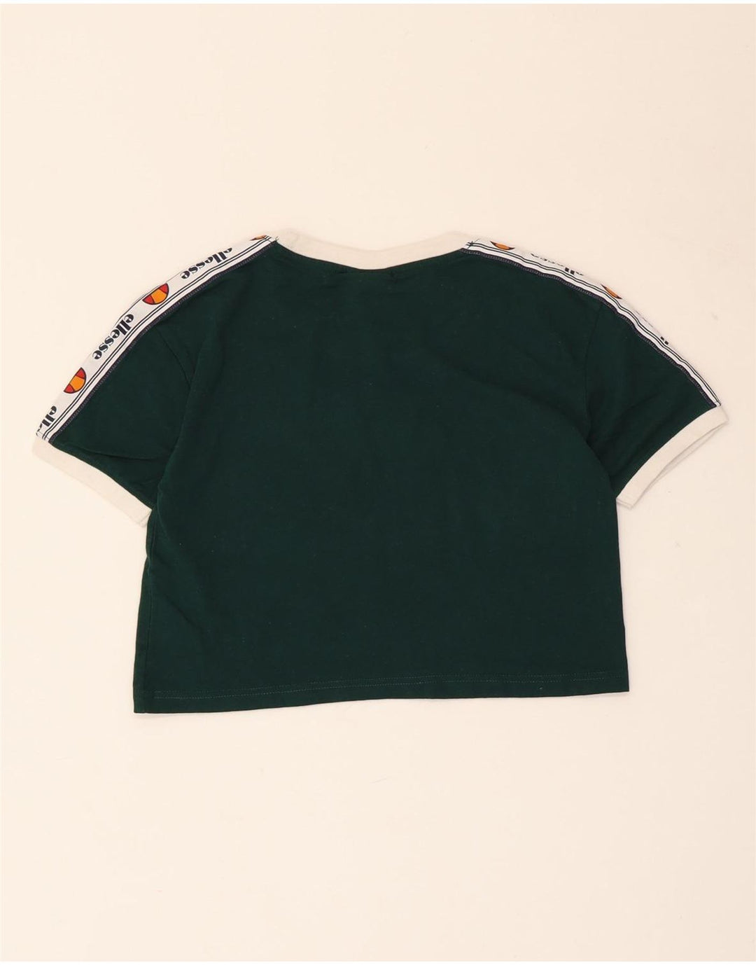 ELLESSE Γυναικείο Crop Graphic T-Shirt Top UK 4 XS Πράσινο βαμβακερό