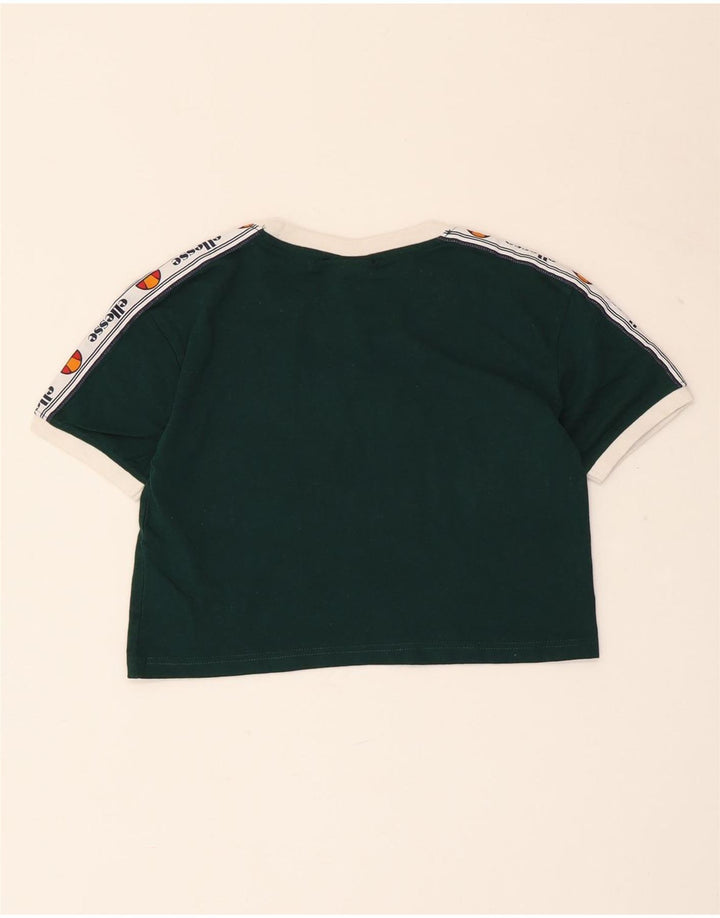 ELLESSE Γυναικείο Crop Graphic T-Shirt Top UK 4 XS Πράσινο βαμβακερό