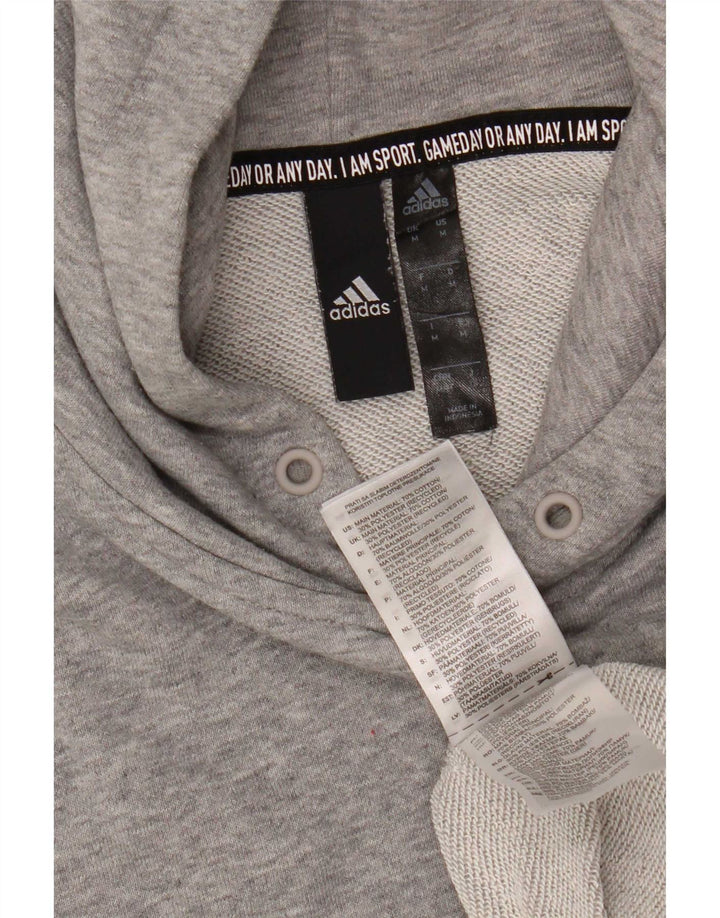 Adidas Ανδρικό Hoodie Jumper Μεσαίο γκρι βαμβακερό
