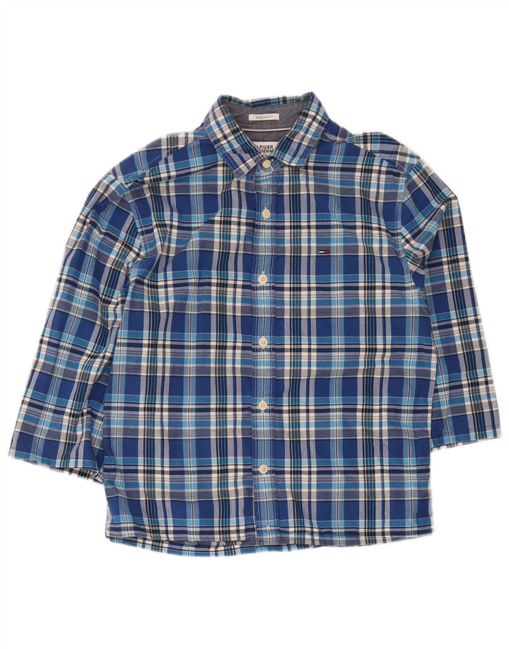 Tommy Hilfiger Ανδρικό πουκάμισο 3/4 με κανονική εφαρμογή, μικρό μπλε καρό