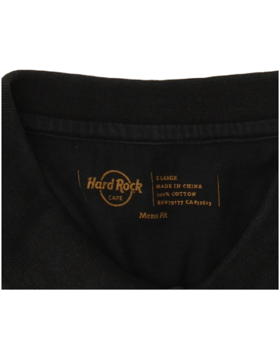 HARD ROCK CAFE Ανδρικό πουκάμισο Copenhagen Graphic Polo XL Μαύρο βαμβακερό