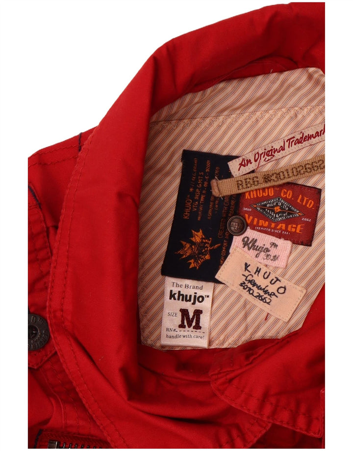 KHUJO Womens Utility Jacket UK 12 Medium Red Cotton