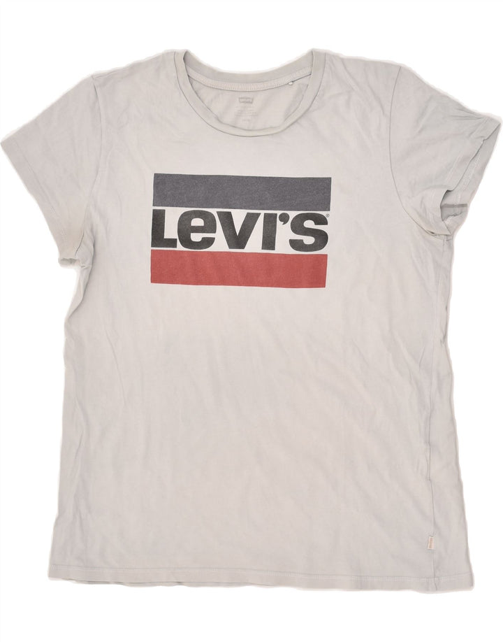 LEVI'S Womens Graphic T-Shirt Top UK 14 Large Grey Cotton | Vintage Levi's | Thrift | Second-Hand Levi's | Used Clothing | Messina Hembry 