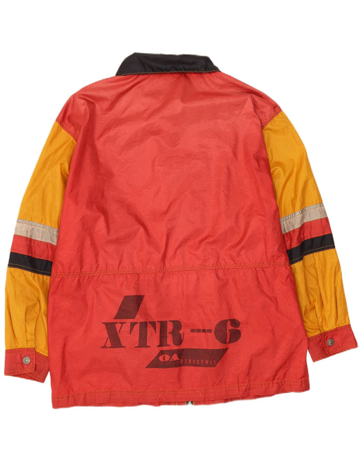Vintage ανδρικό γραφικό αδιάβροχο UK 36 Small Yellow Colorblock Πολυαμίδιο