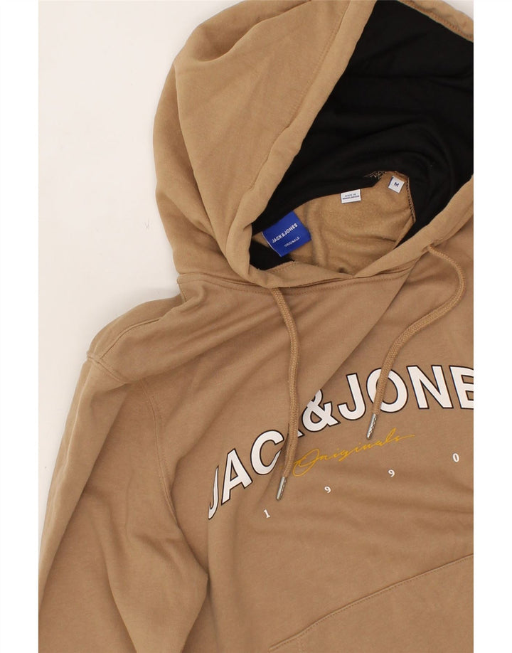 JACK & JONES Mens Graphic Hoodie Jumper Medium Beige Cotton Vintage Jack & Jones and Second-Hand Jack & Jones from Messina Hembry 