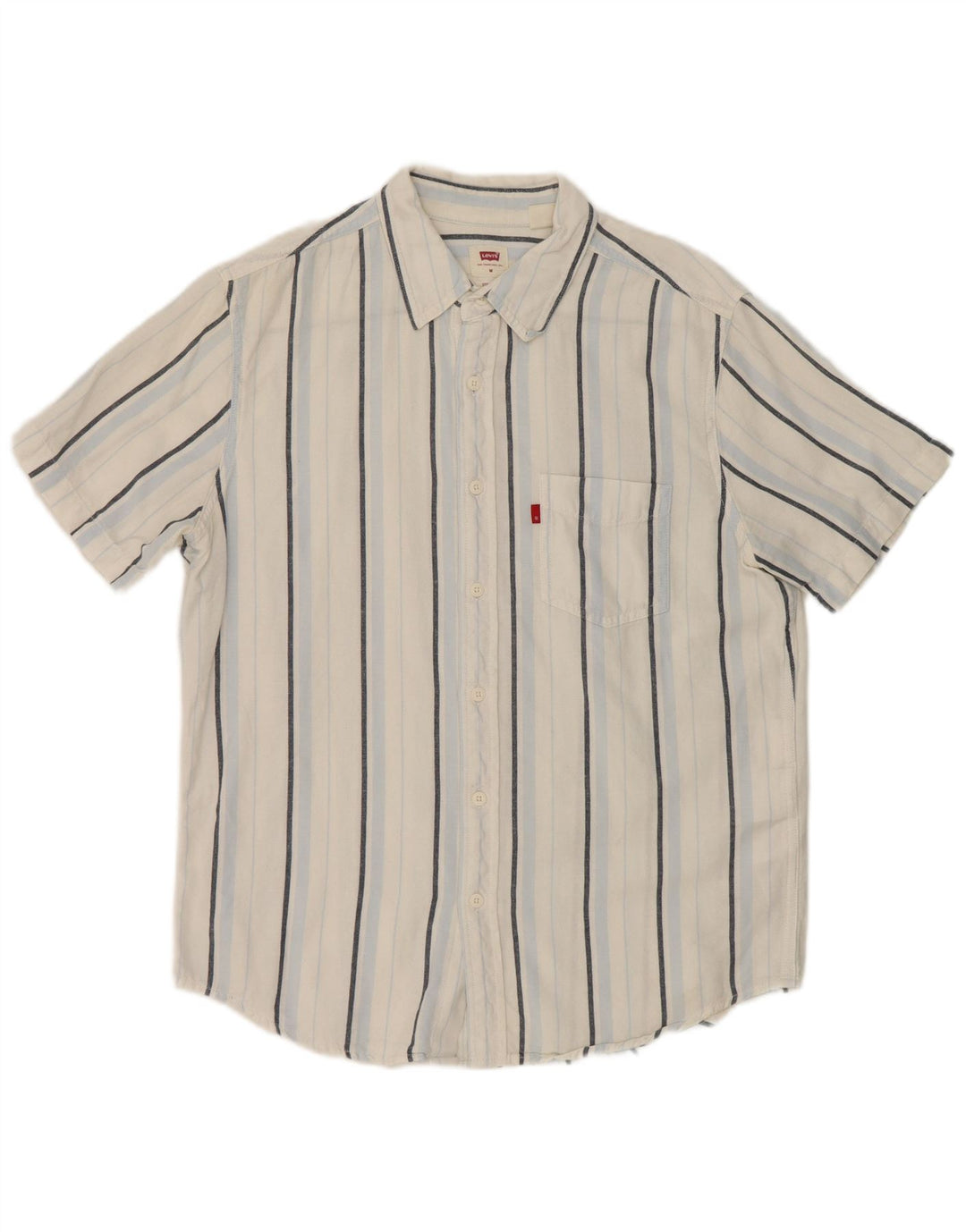 Ανδρικό κοντομάνικο πουκάμισο Levi's Standard Fit, μεσαίο λευκό βαμβακερό ριγέ