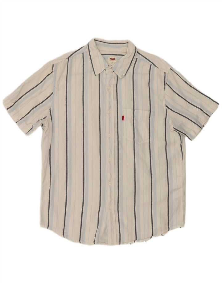 Ανδρικό κοντομάνικο πουκάμισο Levi's Standard Fit, μεσαίο λευκό βαμβακερό ριγέ