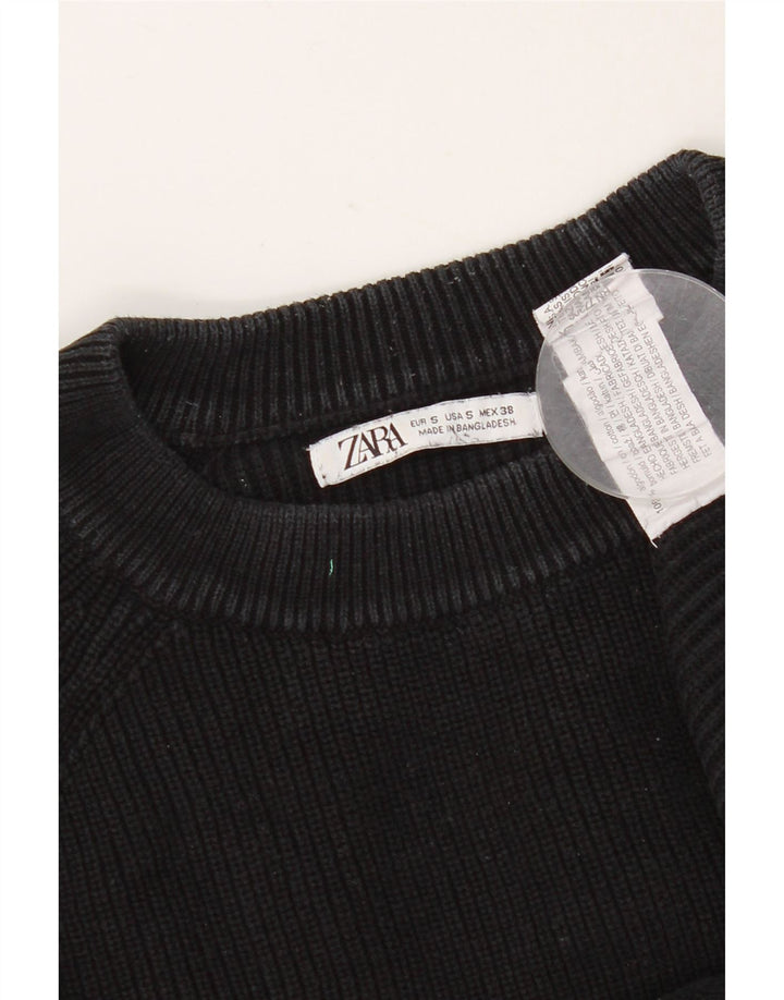 Ανδρικό πουλόβερ Zara Crew Neck Jumper Μικρό μαύρο βαμβακερό