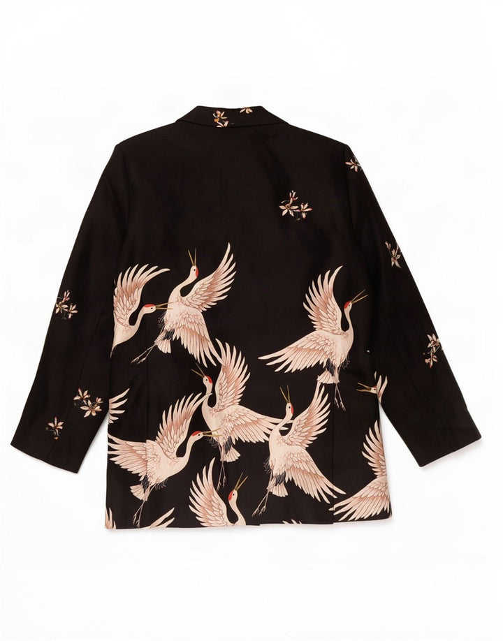 Zara Γυναικεία Abstract Pattern Cardigan Top UK 14 Medium Black Polyester