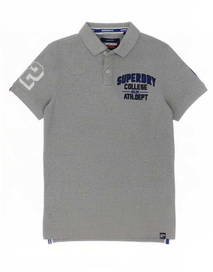 Ανδρικό γραφικό πόλο μπλουζάκι Superdry, μεσαίο γκρι βαμβακερό