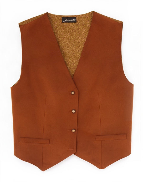 Vintage Γυναικείο Crop Suede Γιλέκο UK 14 Medium Brown