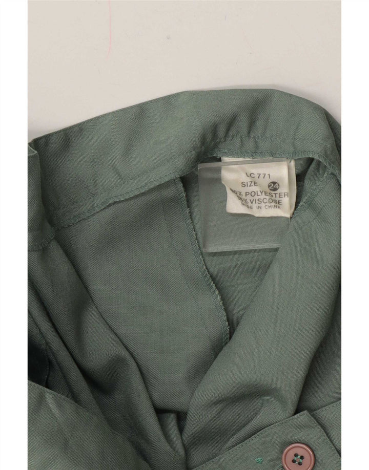 Vintage γυναικεία κανονική πλισέ φούστα W40 2XL πράσινο πολυεστέρα