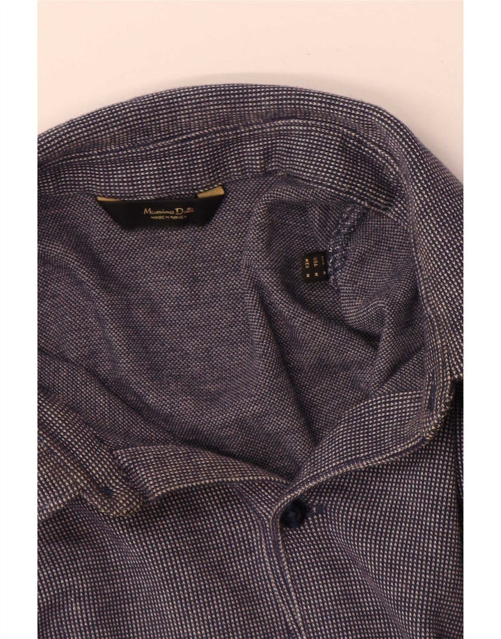 Ανδρικό μακρυμάνικο μπλουζάκι πόλο Massimo Dutti, μεσαίο μπλε ναυτικό