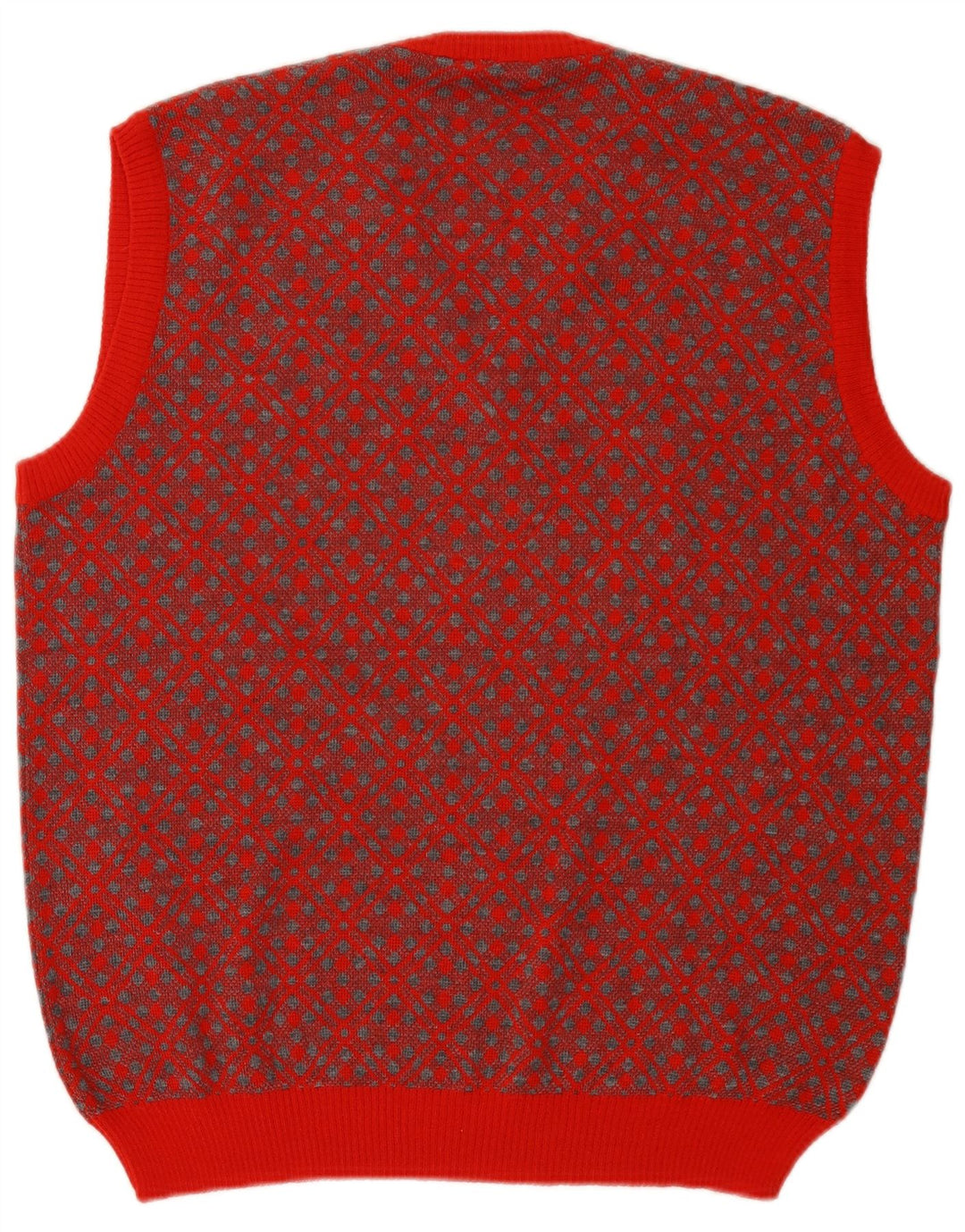 Vintage ανδρικό γιλέκο Tank Top Μεγάλο κόκκινο γεωμετρικό μαλλί