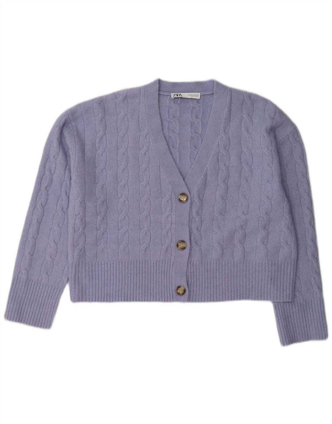 Zara Γυναικεία Ζακέτα Crop UK 14 Medium Purple Polyester