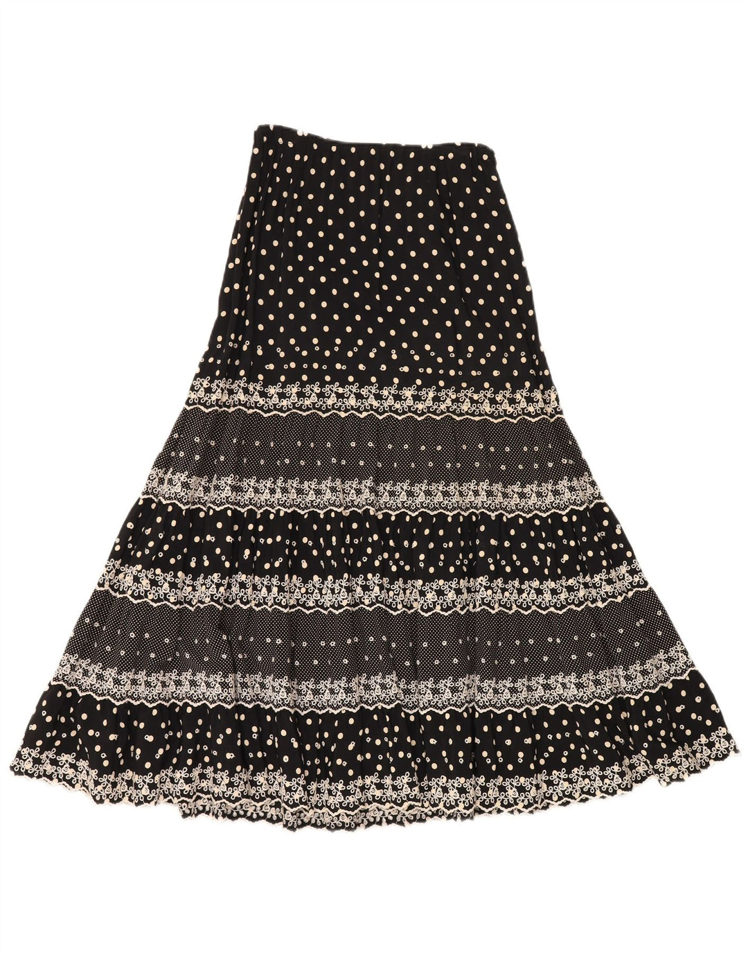 Vintage Γυναικεία Gypsy Φούστα W28 Μεσαία Μαύρη Στίξη