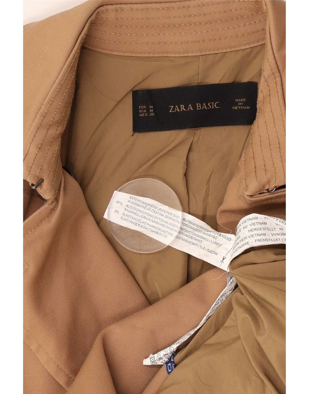 Zara Γυναικεία καμπαρντίνα UK 14 Βαμβακερό μεσαίο μπεζ