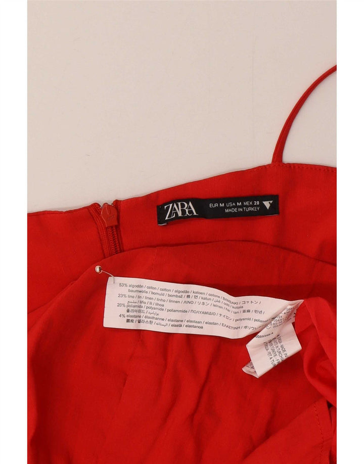 Zara Γυναικείο Sundress UK 12 μεσαίο κόκκινο βαμβακερό
