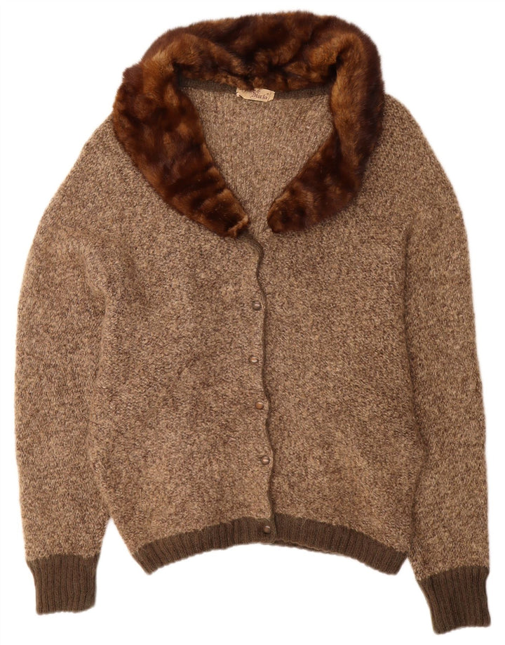 Γυναικείο πουλόβερ με ζακέτα VINTAGE UK 18 XL καφέ