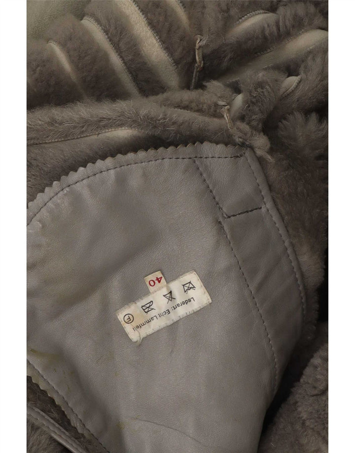 Vintage Γυναικείο Παλτό Shearling EU 40 Δέρμα αρνιού μεσαίου γκρι
