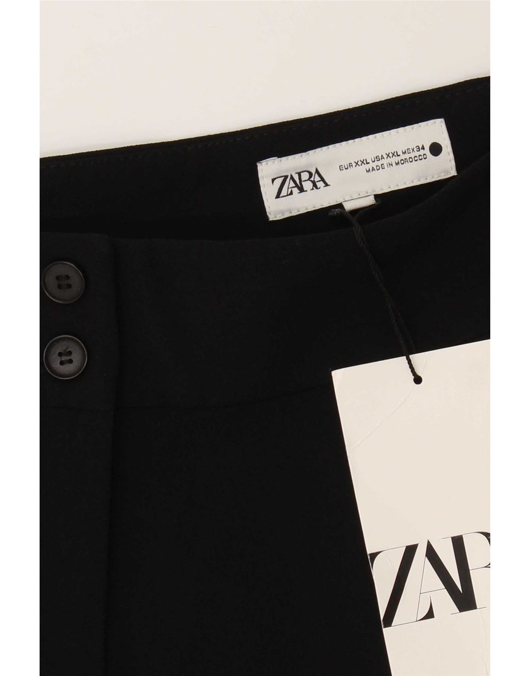 Zara Γυναικείο κομμένο παντελόνι 2XL W34 L28 Μαύρο Πολυεστέρας