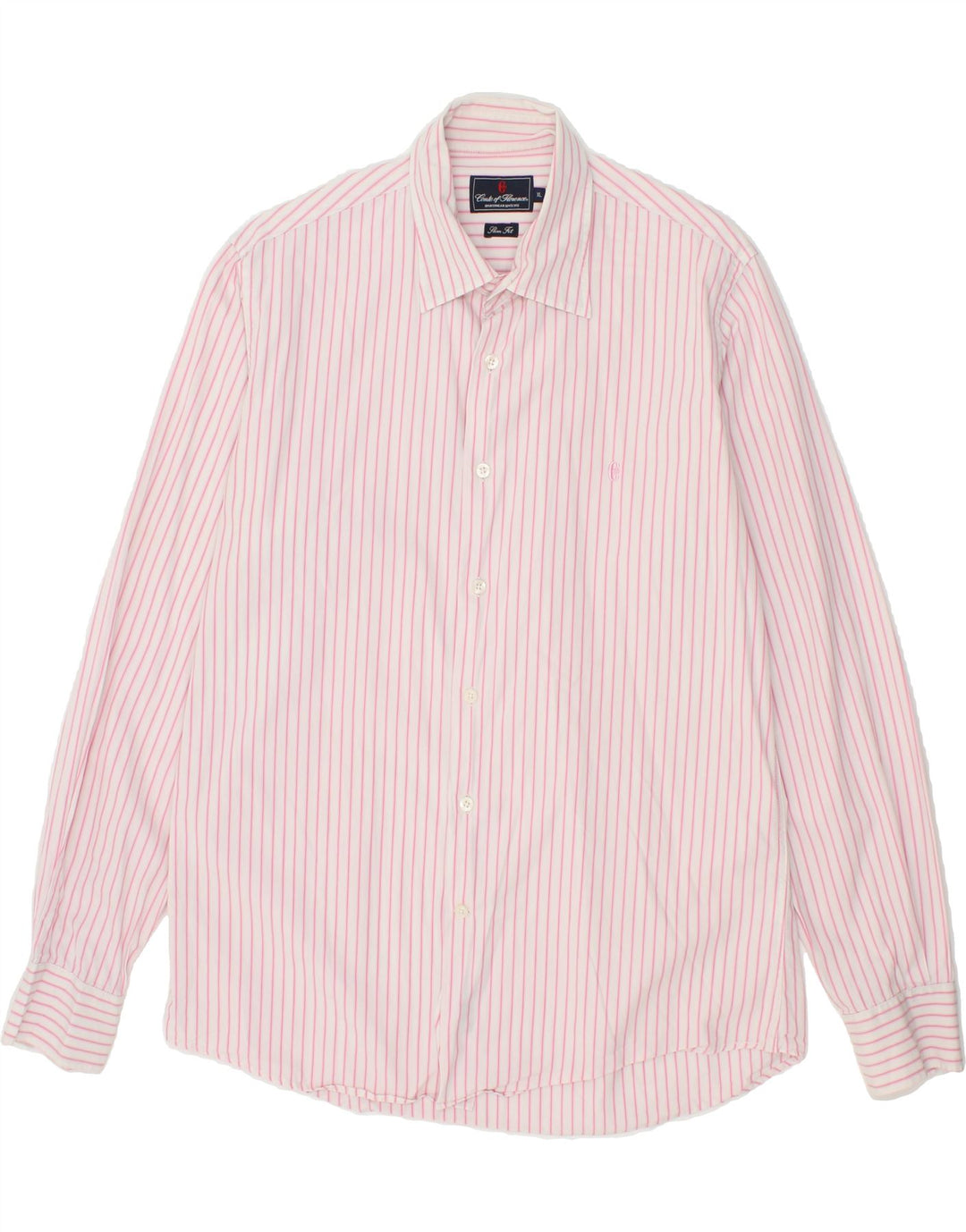 CONTE OF FLORENCE Mens Slim Fit Shirt XL Pink Striped Cotton Vintage Conte of Florence and Second-Hand Conte of Florence from Messina Hembry 