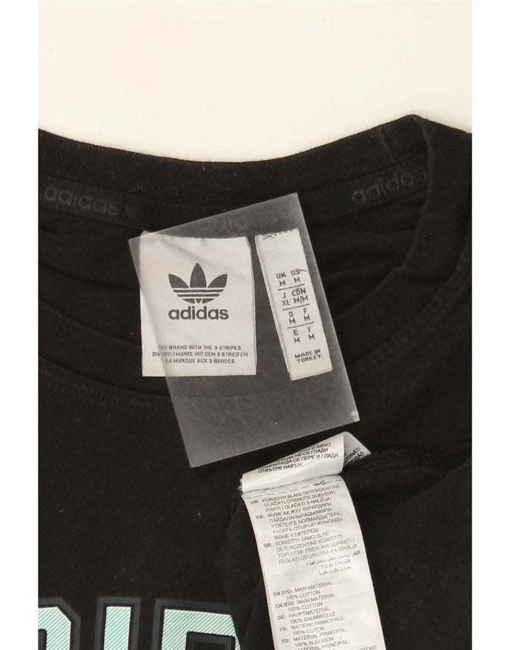 Ανδρικό γραφικό T-Shirt Adidas Top Μεσαίο μαύρο βαμβακερό