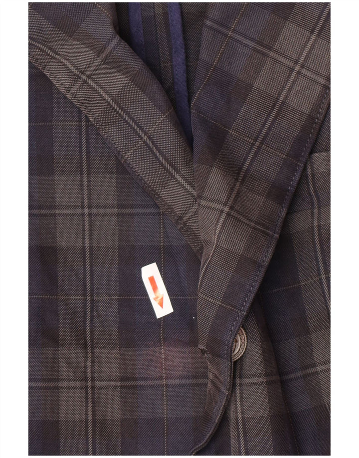 Jaggy Ανδρικό σακάκι σακάκι με 3 κουμπιά IT 48 Μεσαίο μπλε καρό βαμβακερό